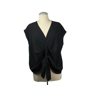 Zara Black‎ V-Neck Blouse Sz S